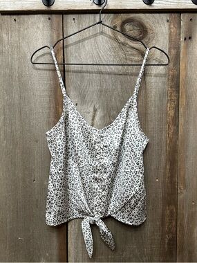 Abercrombie & Fitch Leopard Print Spaghetti Strap Tie Front Cami Tank Top Medium